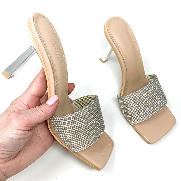 NEW $78 Nasty Gal Truffle Collection Diamonte Rhinestone Square Toe Mules 5.5 - Picture 3 of 11